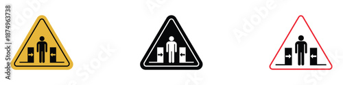 Crushing Risk Warning Sign icon set vector. human safety symbol. vector illustration.