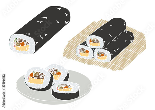 恵方巻き3種　版画　