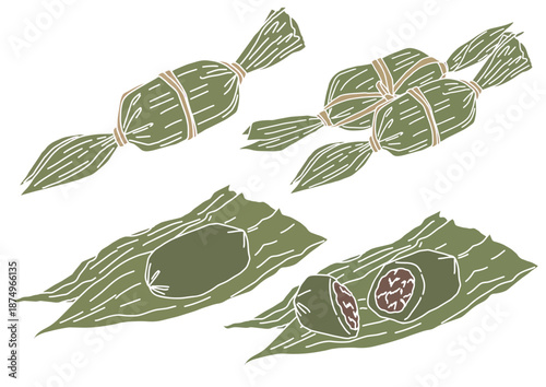 笹団子4種　版画　