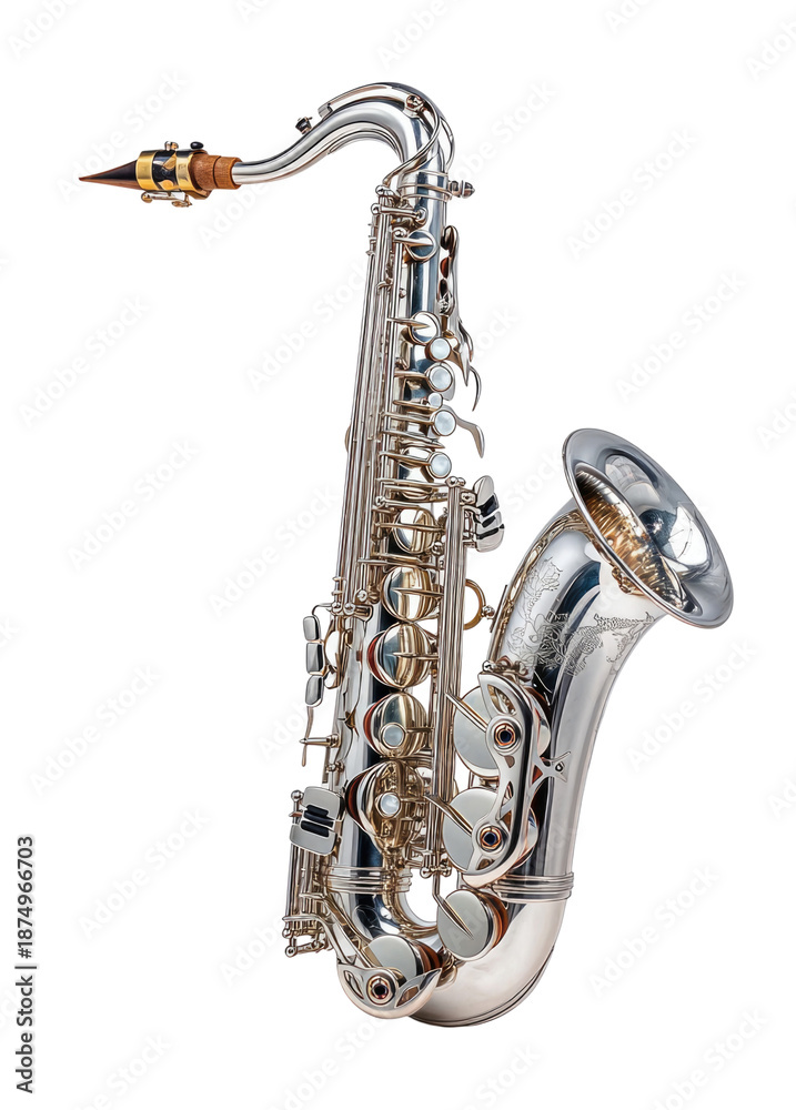Obraz premium Shiny alto saxophone 3d, transparent background, cutout png