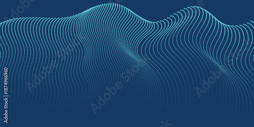 Dynamic blue halftone dotted digital wave pattern abstract background. modern backdrop, data flow and technology symbol. vector illustration.