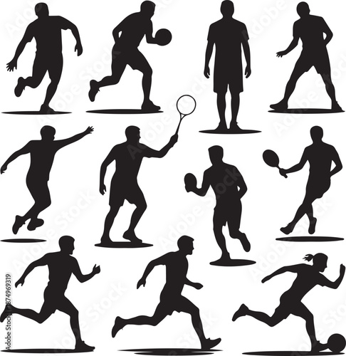 collection of people playing sports in various poses and actions