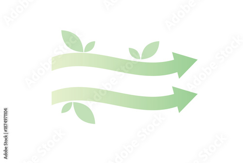 森林のような新鮮な空気が流れているようなイメージの矢印