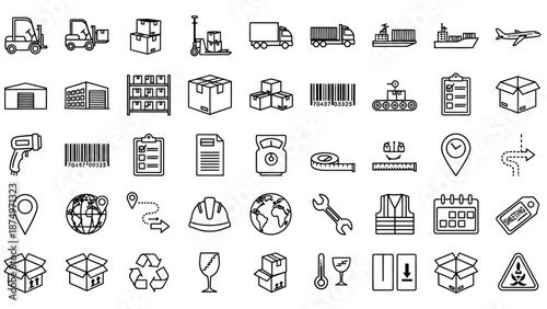 Collection of Logistics and Shipping Icons Set.
