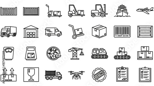 Collection of Logistics and Transportation Icons.