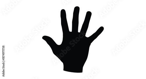 A striking black handprint against a white background a bold and simple silhouette