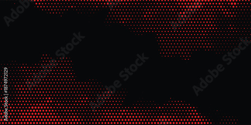 Dramatic Red Halftone Dot Pattern on Black Background