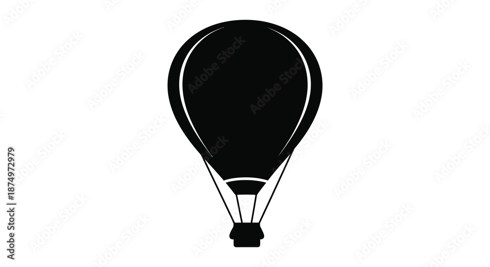 Obraz premium A simple black hot air balloon design against a white background a striking silhouette