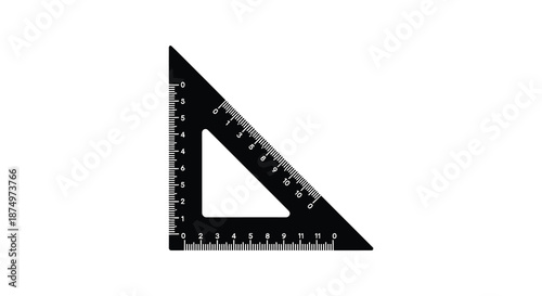 A stark black right triangle drafting tool against a bright white background silhouette