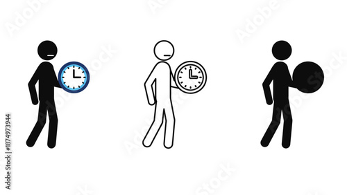 Stick figures with clocks representing time management and deadlines.