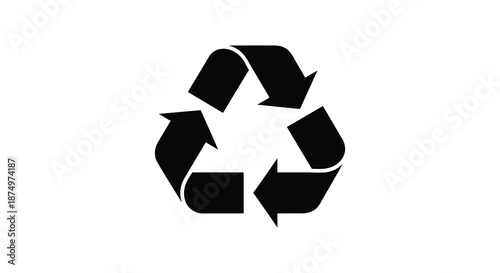 A striking black recycling symbol against a white background a bold visual silhouette