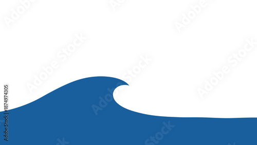 Crashing Blue Ocean Wave with White Background