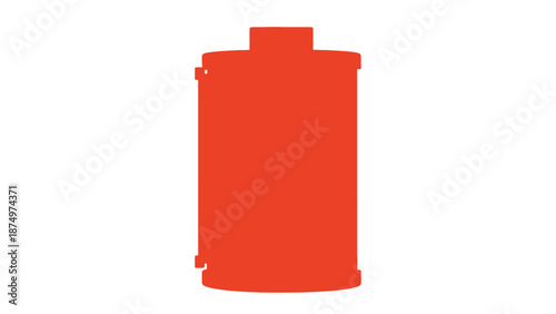 Red Trash Can Silhouette Isolated on White Background