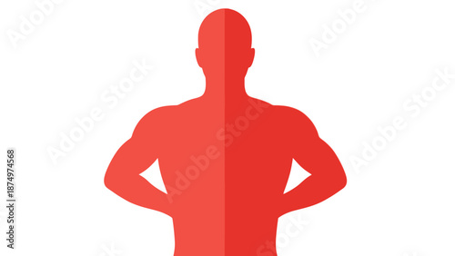 Red Silhouette of a Muscular Man Standing