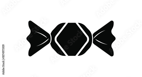 A striking black silhouette of a wrapped candy showcasing its classic shape and design silhouette