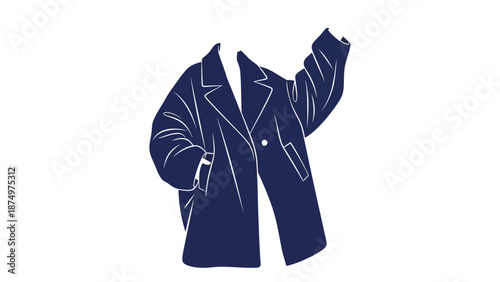 Navy Blue Trench Coat Illustration