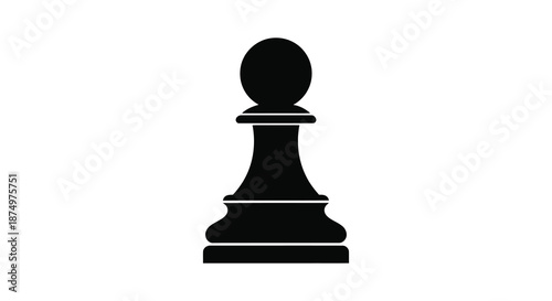 A stark black chess pawn stands prominently against a white background a strong silhouette