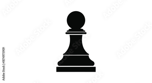 A stark black chess pawn stands prominently against a white background a striking silhouette
