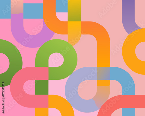 a colorful abstract pattern of interconnected loops and shapes