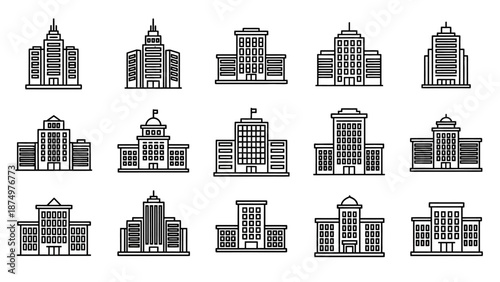 Collection of Modern Building Silhouettes Illustration.