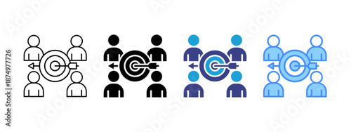 Target Marketing icon set multiple style collection