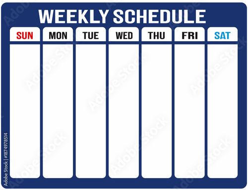 Obraz na płótnie A table of a weekly schedule in blue.