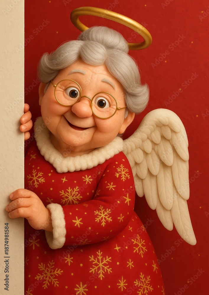 Fototapeta premium Whimsical angelic grandmother character
