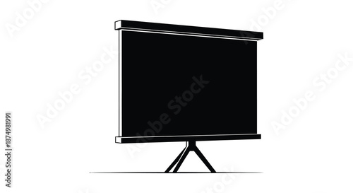 A simple illustration of a projector screen with a stand presented as a silhouette
