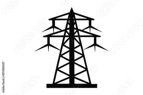 Print power tower silhouette vector illustration transmission tower