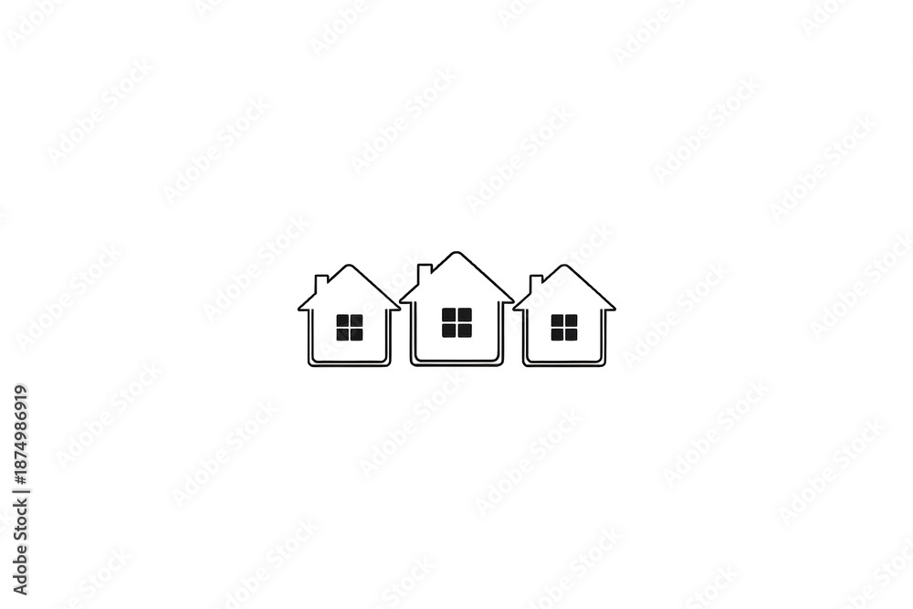 Fototapeta premium Set of three simple minimalist house outline vector icons isolated on white