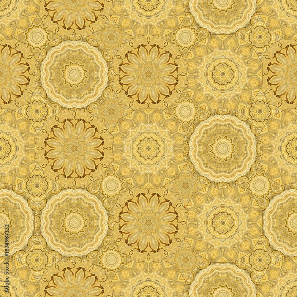 Fototapeta premium Decorative art-deco design element, floral ornament. Seamless pattern for bandana, shawl, hijab, silk neck scarf. Kerchief design or tablecloth print, scarf, towel. For textile, cotton fabric.