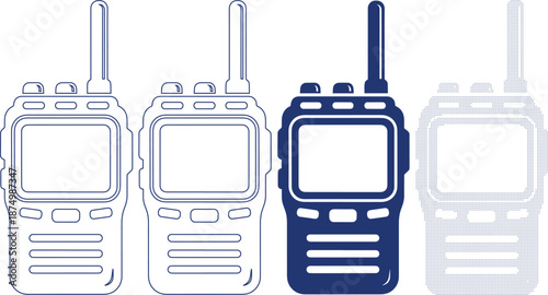 Portable walkie talkie radio communication device technology symbol