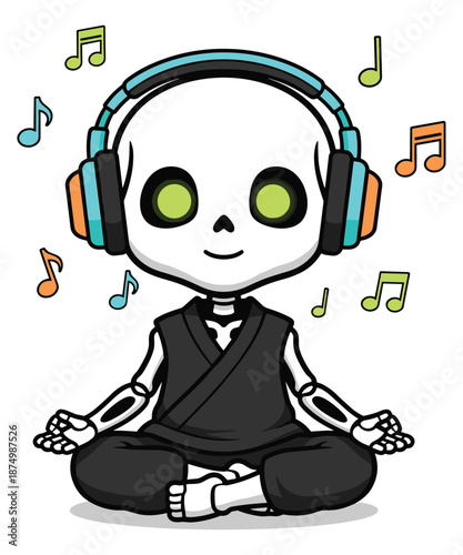 Zen Musical Skeleton Vector Illustration