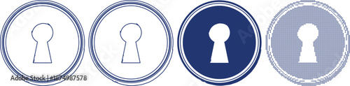 Keyhole circle icon design set with round borders in various styles