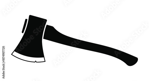 A striking black silhouette of a traditional woodcutting axe showcasing a simple design silhouette
