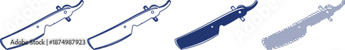 Straight razor collection different styles on transparent background