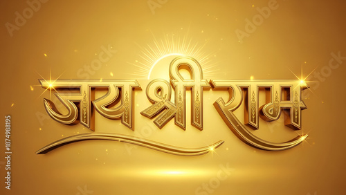 Ram Navami golden Hindi typography with glowing spiritual text design for Hindu festival celebration devotion culture worship background art
