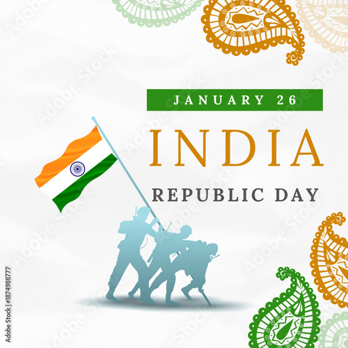vector sketch poster of indian monuments for india republic Day (26 January).