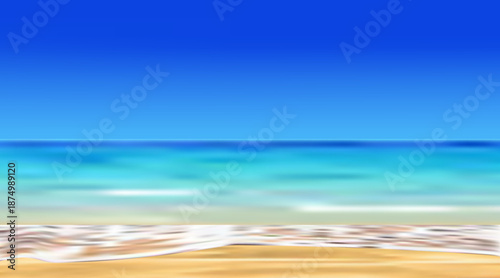 blue sea with beach and clouds. Bali vector graphics.