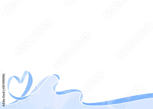 ハート型リボンの背景フレーム、水彩カラー