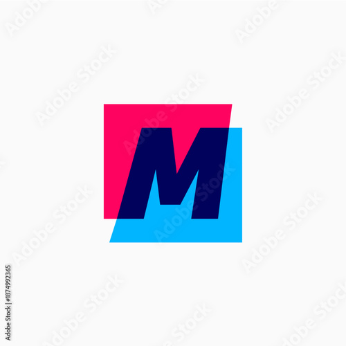 m letter mark square logo vector icon illustration