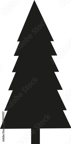 A simple dark silhouette of a classic evergreen coniferous tree design