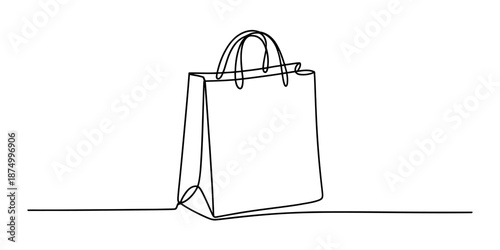 Continuous line drawing of a shopping bag, minimalist illustration of retail and commerce Vector, illustration