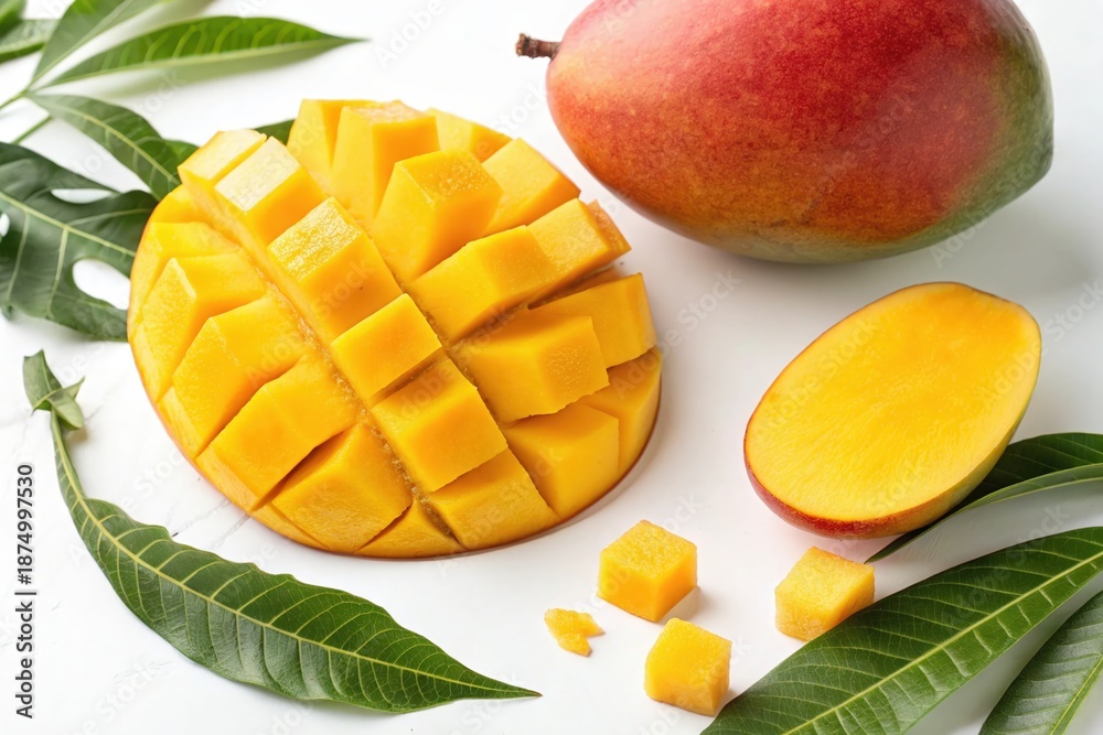 Fototapeta premium A close up of a mango with a few pieces missing