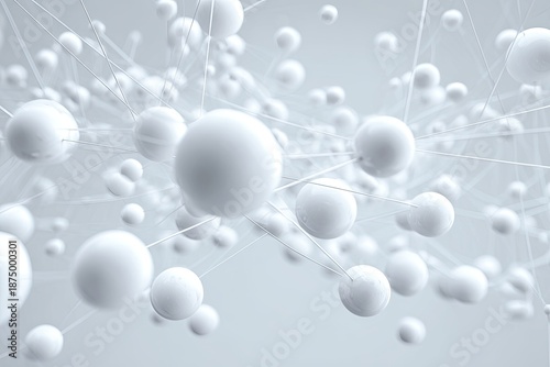 White spheres connected by thin lines, abstract, network