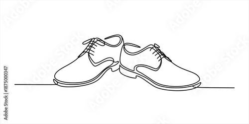 A continuous single line drawing illustration of a pair of classic men's dress shoes Vector, illustration