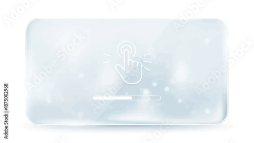 Futuristic transparent digital touchscreen interface with hand gesture control.