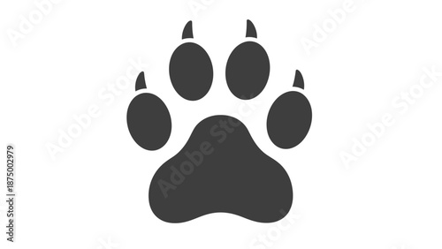 Black animal paw print silhouette with four toes and claws.