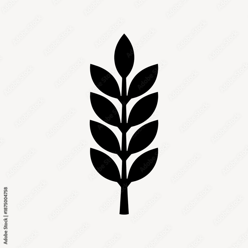 Naklejka premium Minimalist black wheat silhouette illustration.