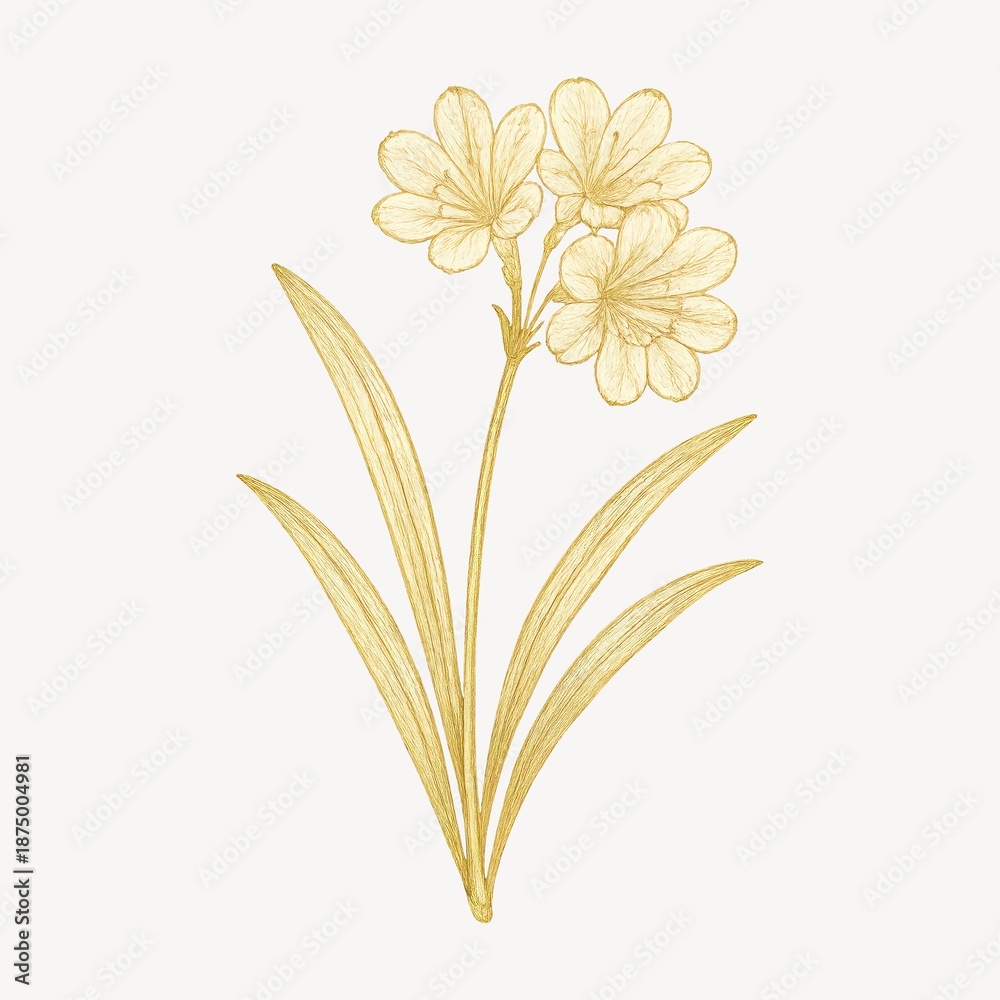 Naklejka premium Elegant golden floral illustration.